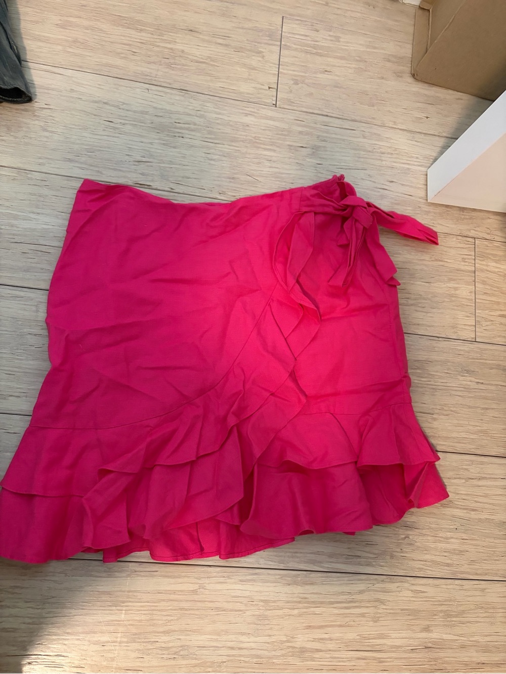 Aqua Hot Pink Ruffle Wrap Mini Skirt